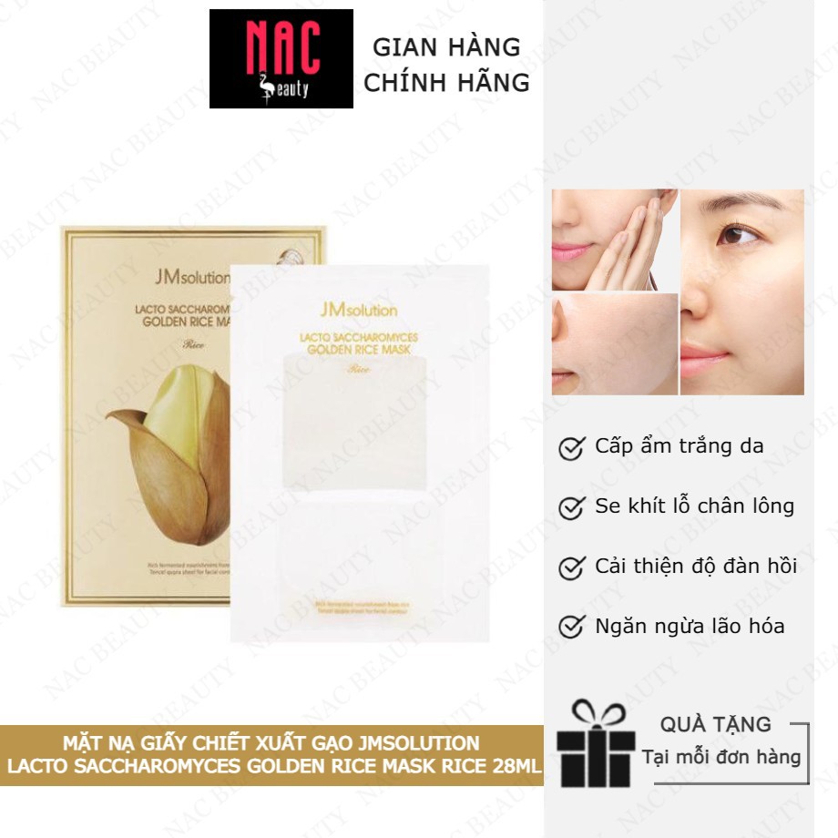 Combo 10 Mặt Nạ Giấy Dưỡng Sáng Da Chiết Xuất Từ Gạo Jmsolution Lacto Saccharomyces Golden Rice Mask Rice 28ml