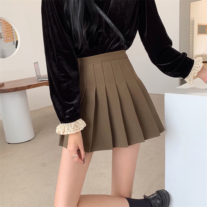 Chân Váy Lưng Cao Xếp Ly Màu Sắc Thanh Lịch Phong Cách Hàn Quốc Cho Nữ