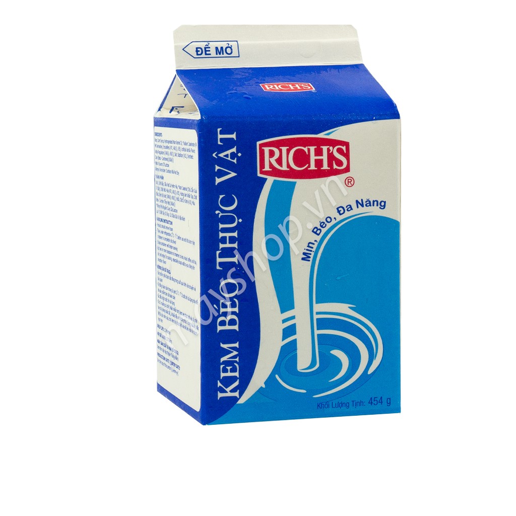 Kem béo thực vật Rich's hộp lùn/ ICEHOT (454g)