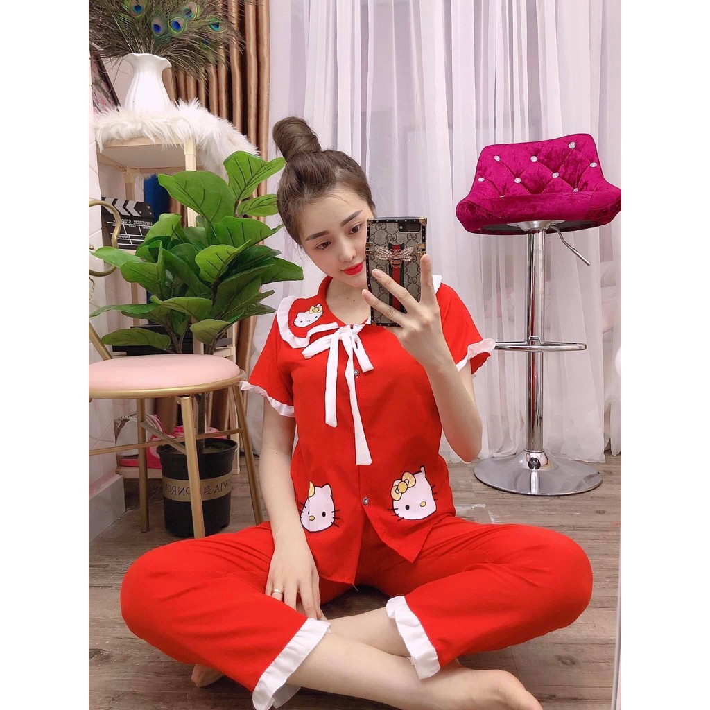 Đồ bộ nữ hello kitty tay ngắn quần dài siêu dễ thương