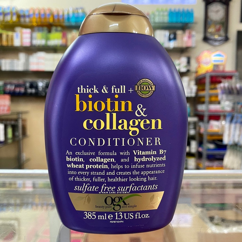 Dầu Gội hoặc Dầu xả OGX Biotin &amp; Collagen Làm Dày Tóc 385ml Thick &amp; Full + Biotin &amp; Collagen Shampoo
