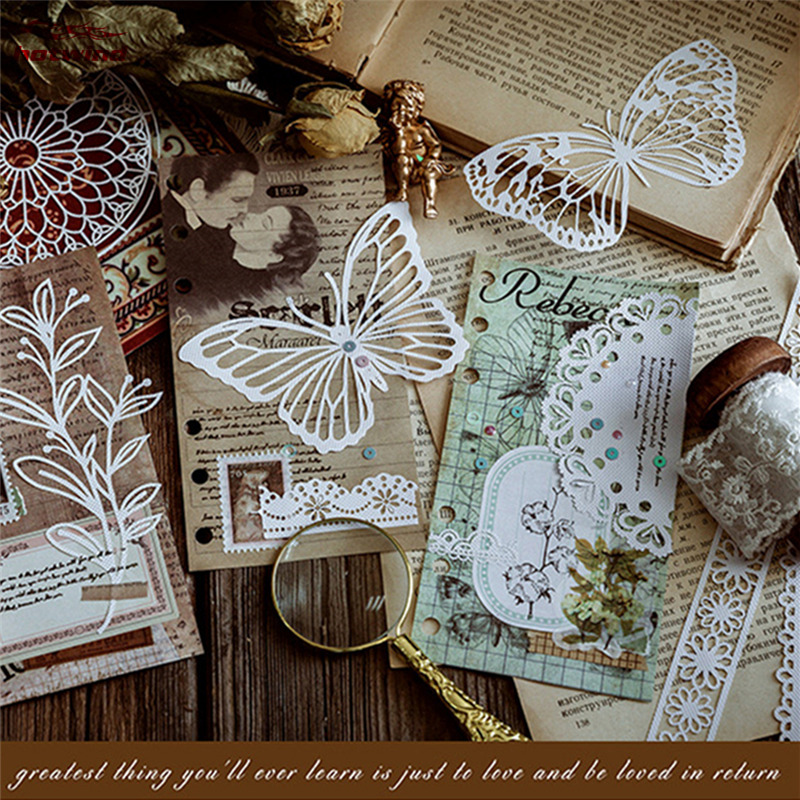 HW Plants Circle lace Material Paper Journal Planner Craft Paper Scrapbooking Vintage Decorative DIY Craft Photo Albums
