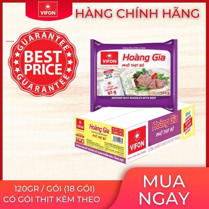 Phở Bò VIFON 1 thùng 18 gói Có Gói Thịt Kèm Theo