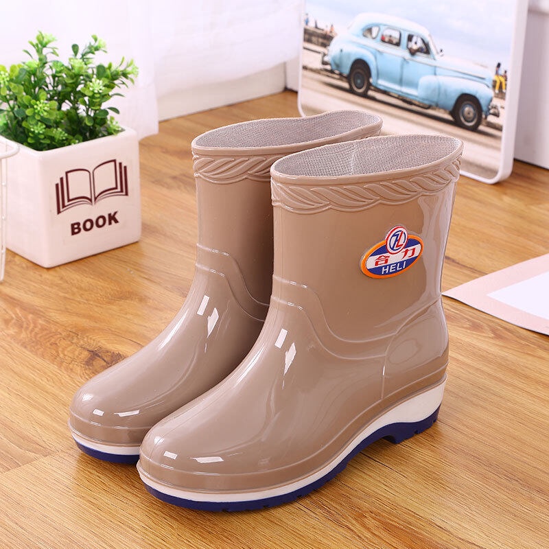 Giày bốt đi mưa cổ thấp RENBEN lót nhung chống trượt chống thấm nước thời trang mùa hè cho nữ