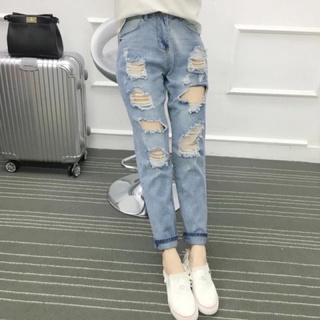 🎀Quần jeans baggy rách gấu, quần bò rách cá tính thời trang nữ🎀