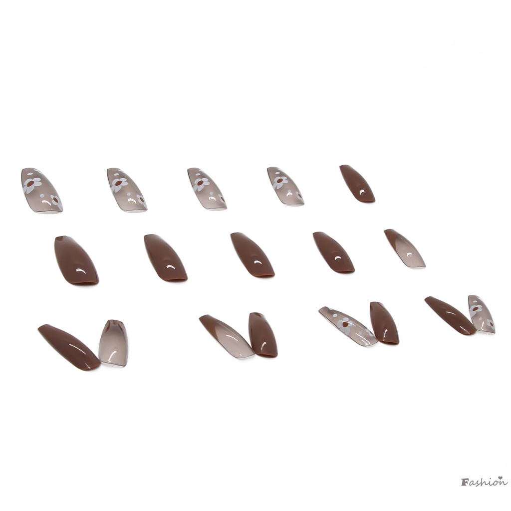 Bộ 24 Móng Tay Giả Dạng Nhấn Bằng Gel Thạch Đính Hoa Ngọt Ngào Dễ Thương Cho Nữ