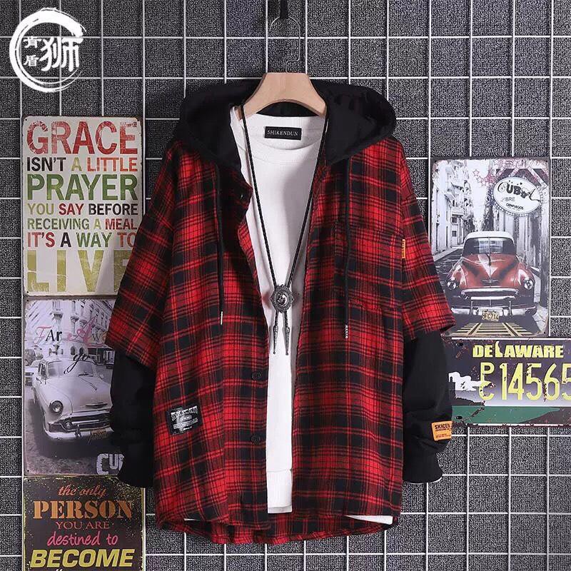 Áo Khoác Sơ Mi Caro Flannel chống nắng có nón liền mũ Đa Năng Unisex SM041 - QSTORE