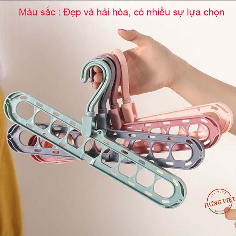 Móc Treo Quần Áo Bằng Nhựa Đa Năng 9 Lỗ - siêu bền, siêu tiết kiệm diện tích [HÀNG CHUẨN] [MÓC 9 LỖ]