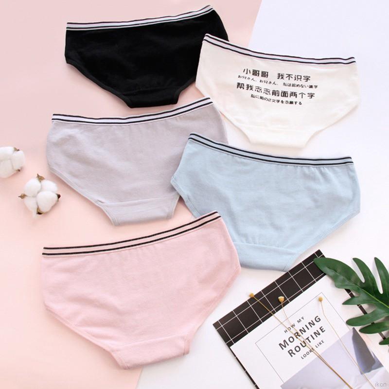 Quần lót cotton màu trơn hoạ tiết chữ cho phái nữ
