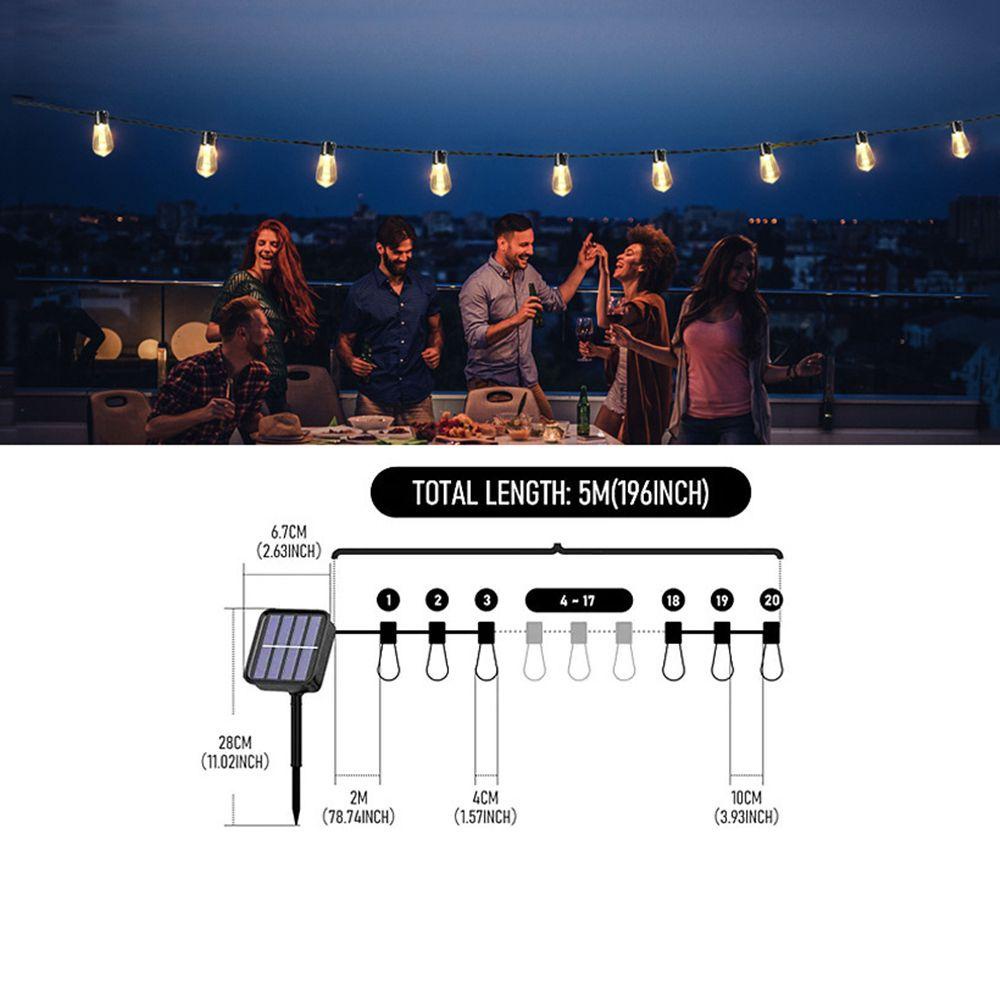 Dây Đèn Led Sử Dụng Năng Lượng Mặt Trời Chống Thấm Nước Phong Cách Retro