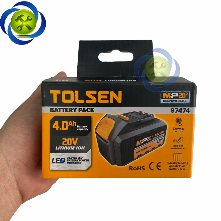 Pin 20V 4.0Ah Tolsen 87474 (tương thích với tất cả các công cụ không dây TOLSEN MP20V)