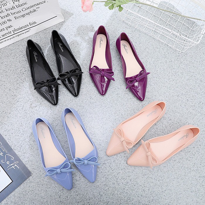 Giày nhựa cao su cao cấp bền đẹp đi nước thoải mái đế 3cm đính nơ cực xinh hàng chuẩn loại 1 GN13