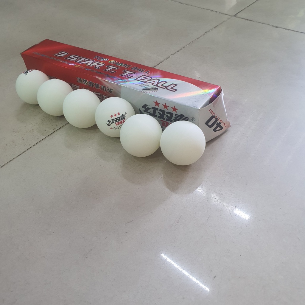 Hộp banh bóng bàn Song Hỷ 3 Star T.T.Ball - Shop Toàn Châu - banh màu trắng , hộp 6 trái