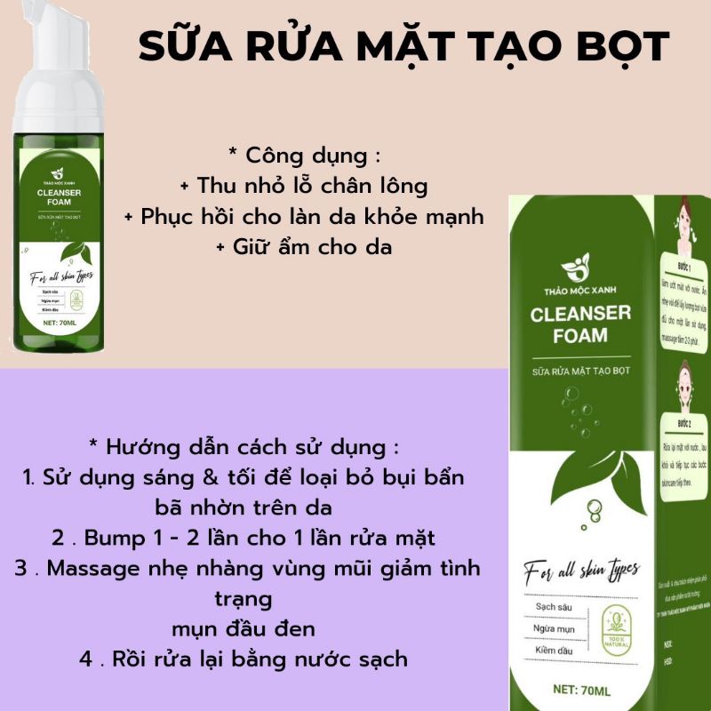 Sữa Rửa Mặt Thảo Mộc Xanh Bản Mini - Tạo Bọt Sạch Sâu