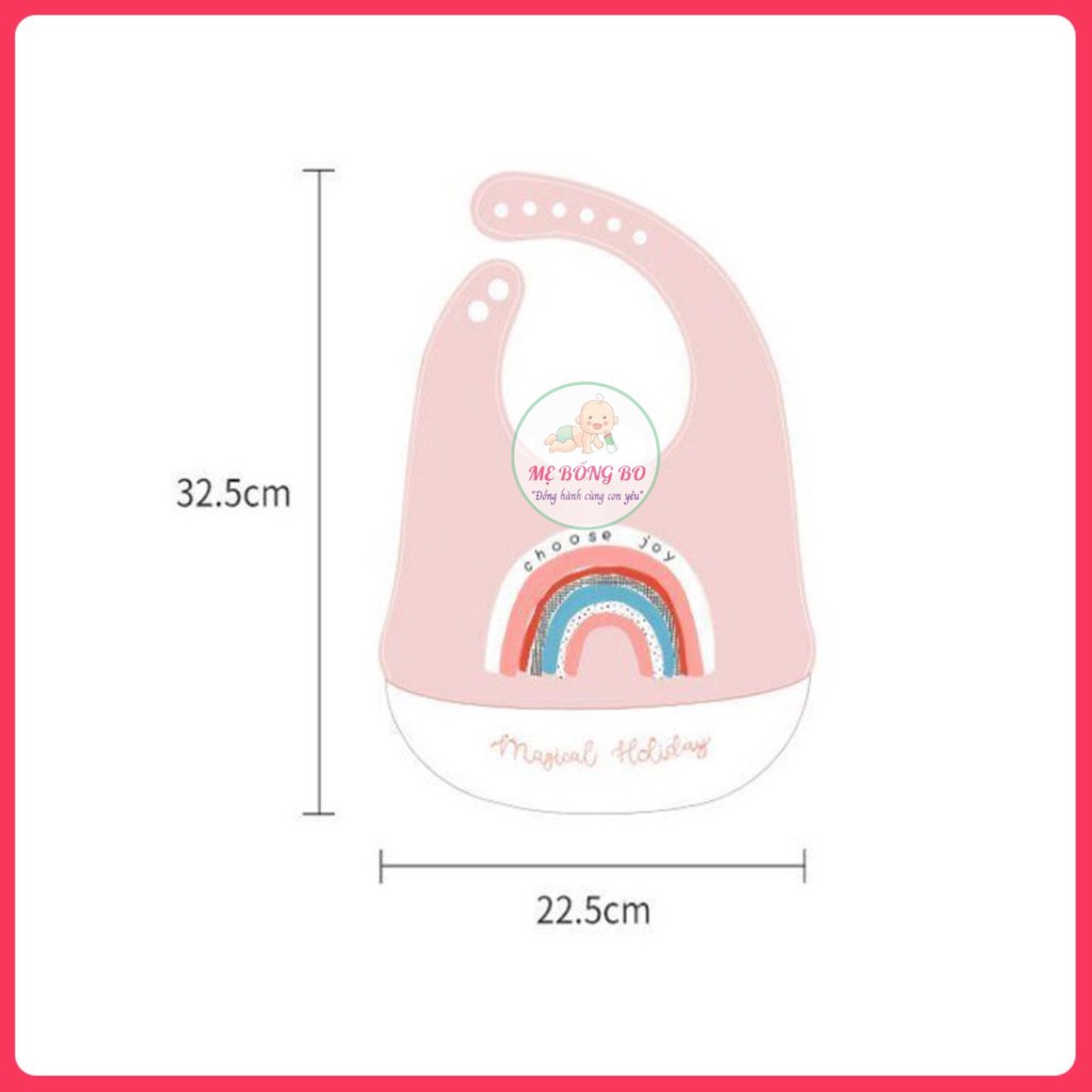 Yếm ăn dặm silicon cao cấp có máng hứng được chống thấm mốc
