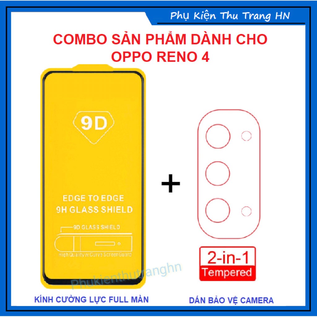 RENO 4 - Combo kính cường lực full màn hình + dán bảo vệ camera cho OPPO RENO 4