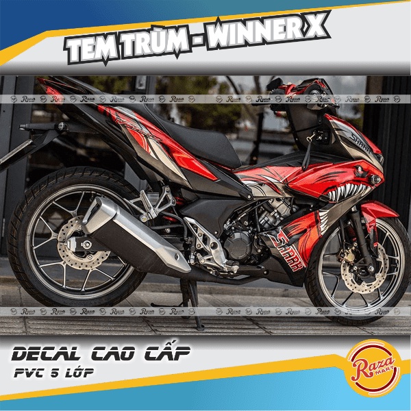 Tem trùm WINNER X màu đỏ đen | Decal PVC 5 lớp cao cấp | Mã tem: WINX 0141