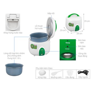 Nồi cơm nắp gài Delites NCG1010, 1.8 lít