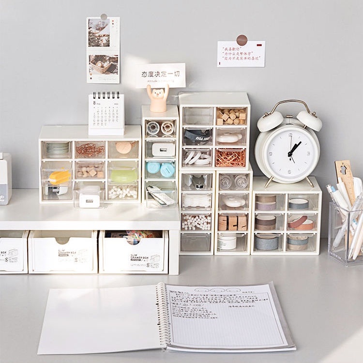 Jiugongge Storage Box Desktop Drawer Storage Box Mini Pocket Storage Box Cute Dormitory Storage Rack Contact Lens Daily Disposable Storage Box Cotton Swab Storage Box Four Palaces