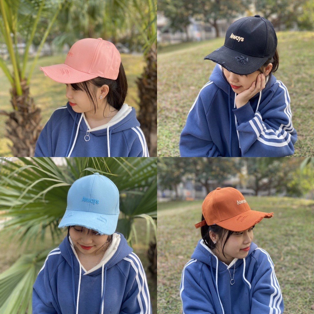 Mũ lưỡi trai rách thêu chữ Away unisex