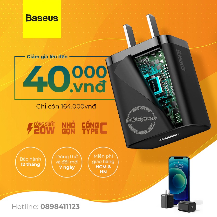 Cốc sạc nhanh Super Si Quick Charger 20W, nhỏ gọn