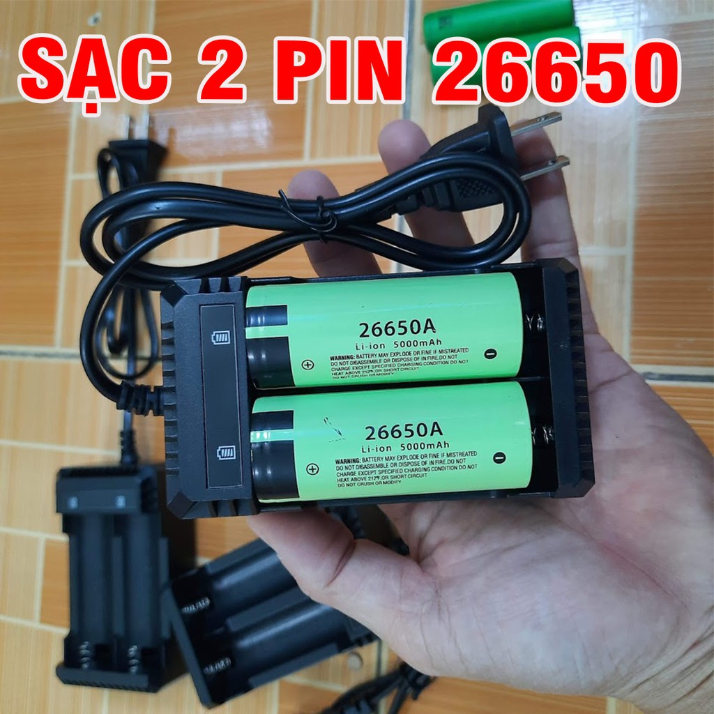 Bộ sạc pin 3.7v 18650 26650 22650 đa năng cao cấp có đèn báo khi sạc đầy sử dụng nguồn trực tiếp 220v