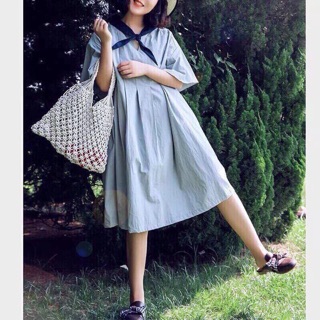Đầm babydoll cổ nơ
