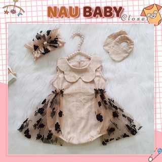 Body chip cho bé gái tặng kèm băng đô và giày vải 3-13kg (quà đầy tháng, thôi nôi)