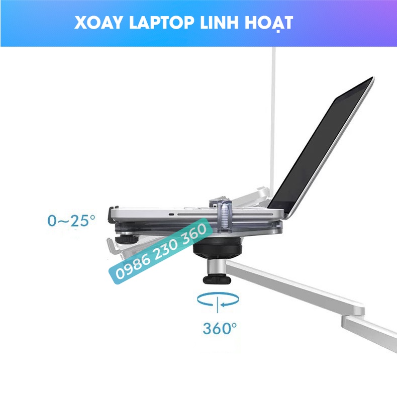 OA-7X | Giá Treo Màn Hình  24 - 27 - 32 Inch  - Kèm Tay Treo Đỡ Laptop 10 - 15.6 Inch -  Hợp Kim Nhôm Cao Cấp