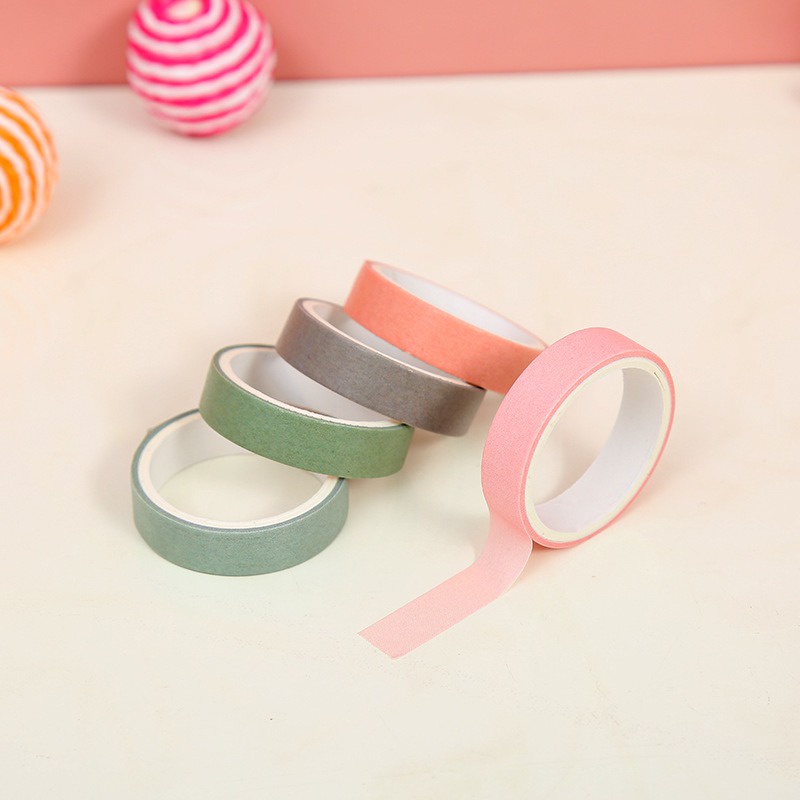 Washi tape cute, băng dính washi tape bộ 5 cuộn trang trí nhiều màu đáng yêu giá rẻ