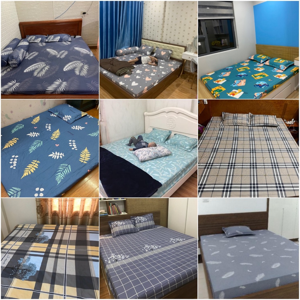 Bộ ga gối cotton 100% Dreamhome Ga trải giường bo chun đủ size đệm 1m6 1m8, vỏ gối 45x65 lót bông dày dặn | BigBuy360 - bigbuy360.vn