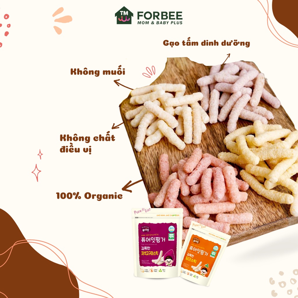 Bánh gạo que PURE EAT rau hữu cơ Naebro - Bánh ăn dặm hữu cơ cho trẻ từ 6 tháng tuổi - FORBEE