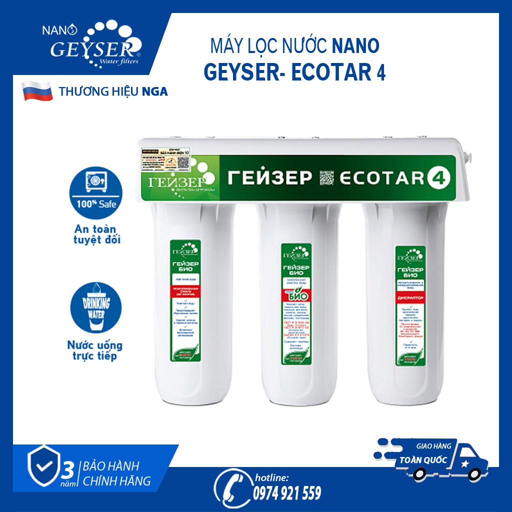 Máy Lọc Nước Nano Geyser Ecotar 4 - Không Dùng Điện Không Nước Thải