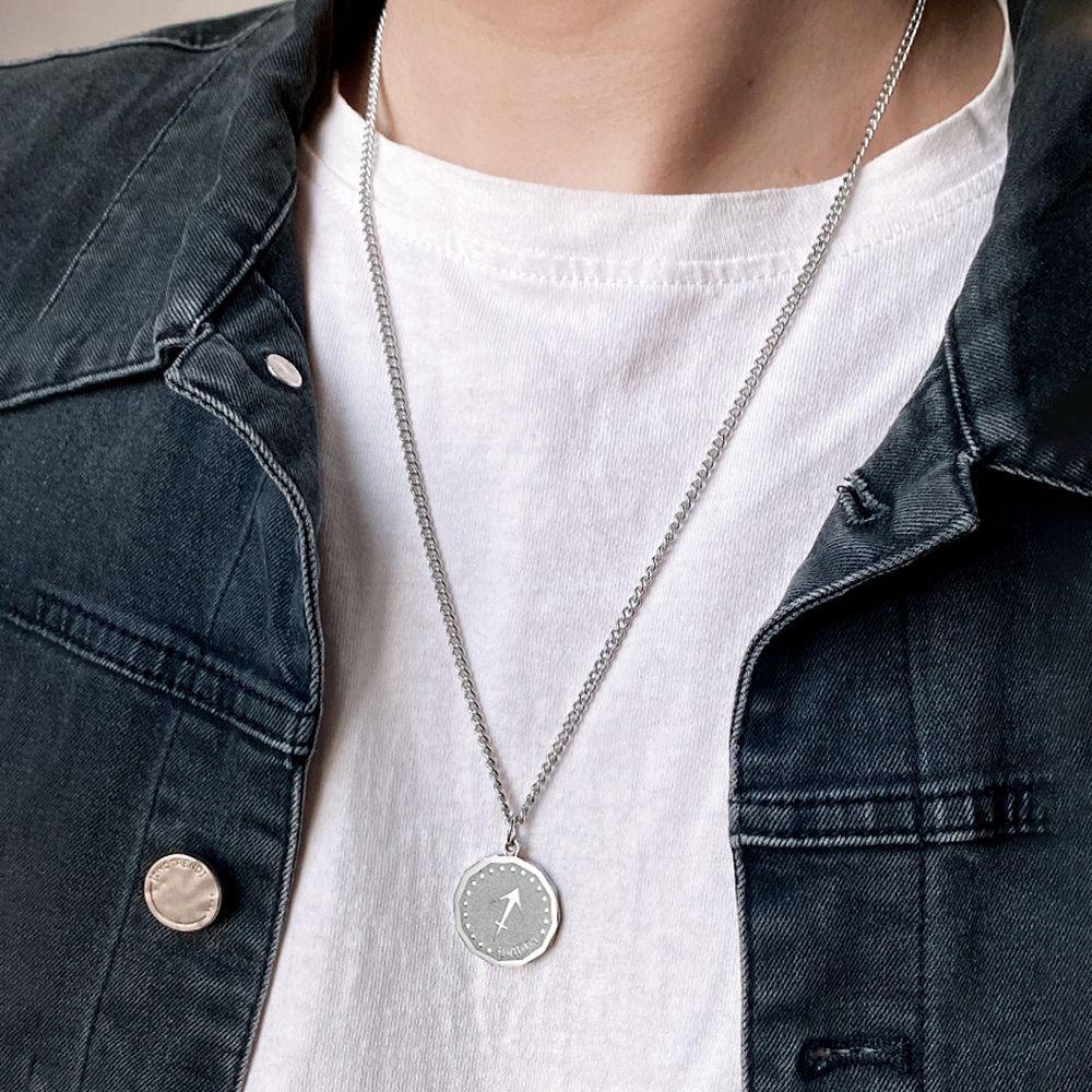 Vòng cổ Bằng Thép Titan Mặt Đồng Xu Hoàng Đạo Twelve Đơn Giản Sang Trọng Cho Cặp Đôi