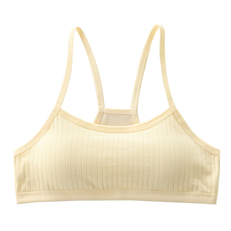 Áo Lót Lưới Cotton Có Mút Nâng Ngực Màu Trơn Dây Đan Chéo Lưng Cho Nữ Tuổi Teen