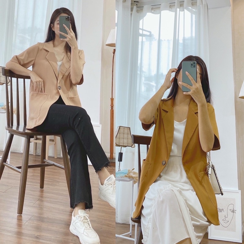 [Mã FAMARAL1 giảm 10K đơn 50K] blazer cộc tay 1 lớp