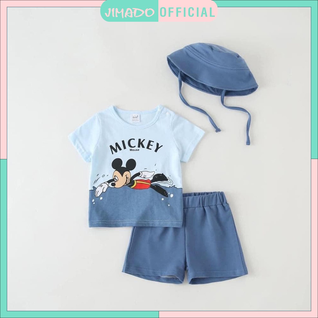 Đồ bộ cho bé trai bé gái chất cotton in hình chuột mickey năng động JIMADO AA565696