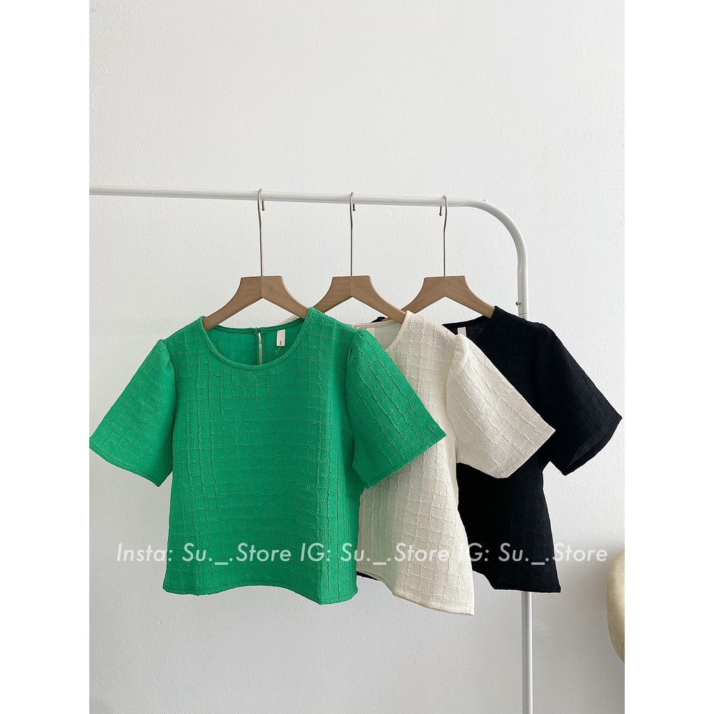 Áo croptop xốp gân ô nhí A2331 SUSTORE