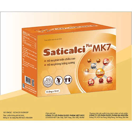 Saticalci Plus MK7.Giúp Tăng Chiều Cao,Phòng Ngừa Loãng Xương,Giảm Còi Xương Cho Bé