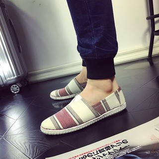 Giày lười vải toms kẻ đỏ hot ( size 42,43)