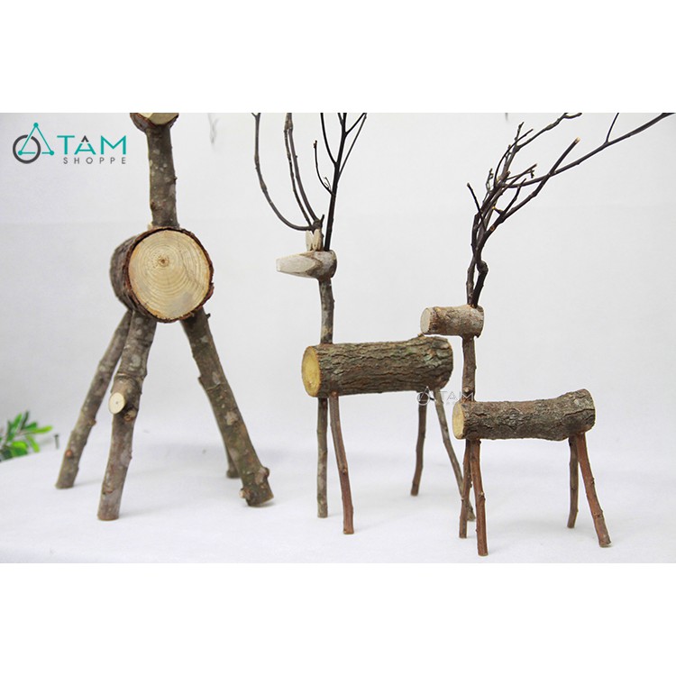 Mô hình tuần lộc gỗ cành cây cỡ lớn X-TLBIG-02