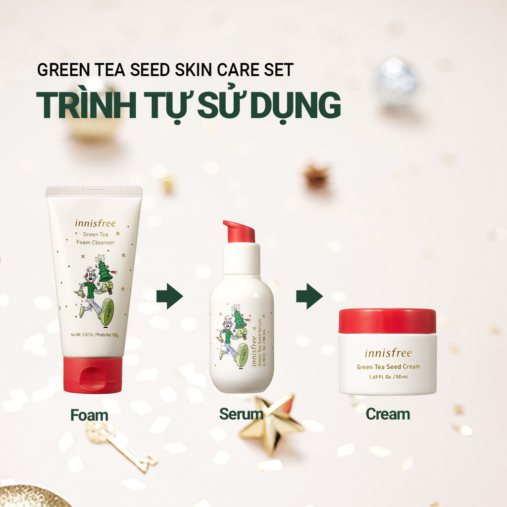 [Phiên bản Green Holidays] Bộ sản phẩm chăm da ẩm mượt trà xanh innisfree Green Tea Seed Skin Care Set