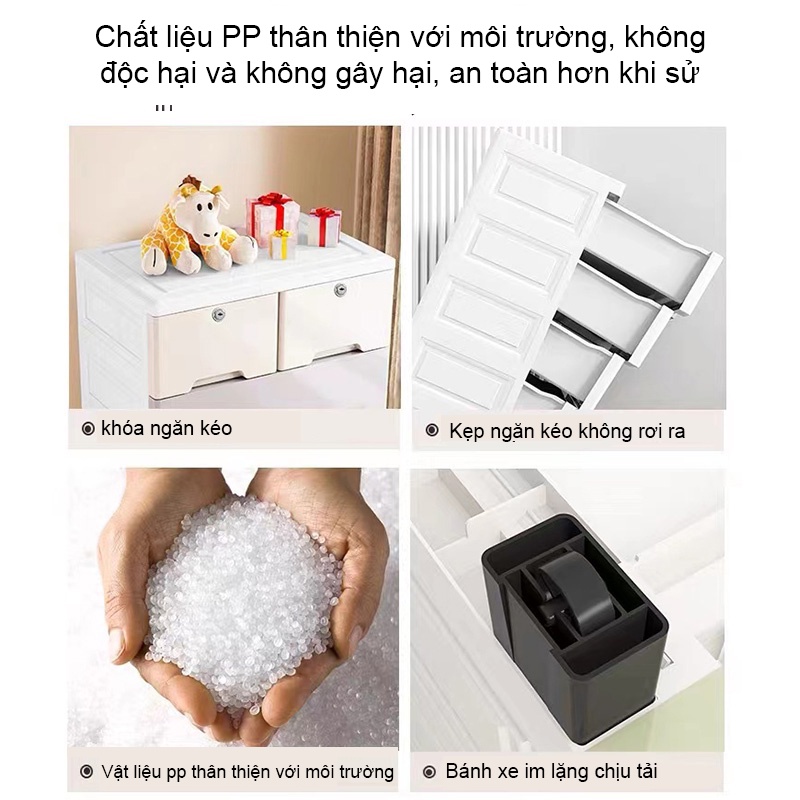 Thêm cao thêm dày thêm to tủ nhựa đựng quần áo tủ đựng đồ cho bé 56*29*99cm