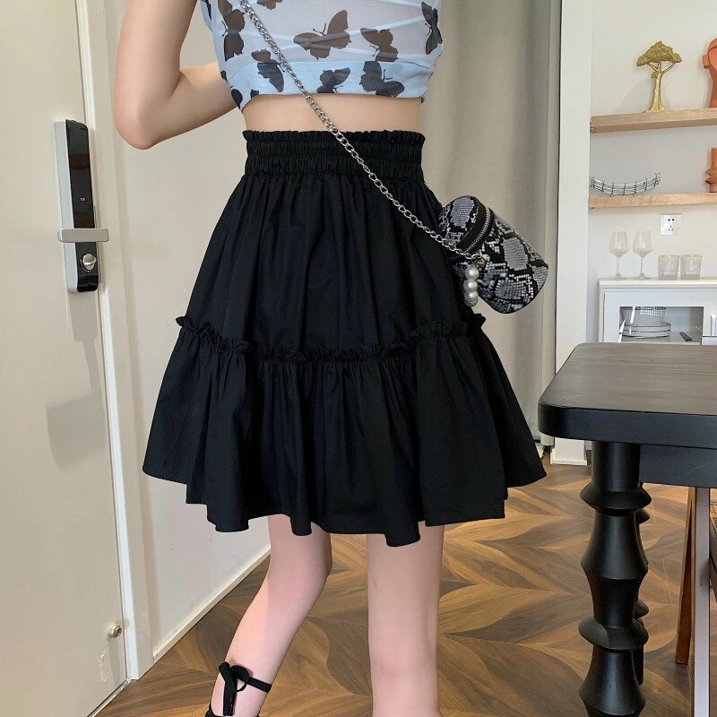 Chân Váy Chữ A Viền Bèo GenY Chân Váy Kate 2 Màu Trắng Đen Dày Dặn Siêu Xinh | BigBuy360 - bigbuy360.vn