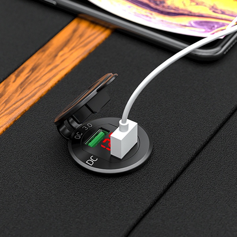Tẩu Sạc Nhanh 3 0 Cổng USB Kép Có Đèn LED Hiển Thị Vôn Kế Cho Xe Hơi