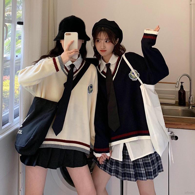 Áo len tay dài cổ chữ V phong cách hợp thời trang cho nữ