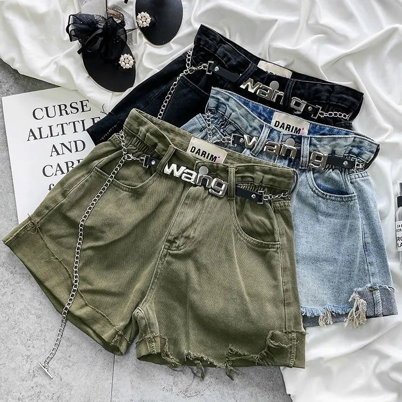 Quần Short Denim Ống Rộng Lưng Thun Phong Cách Mới Mùa Hè Cho Nữ