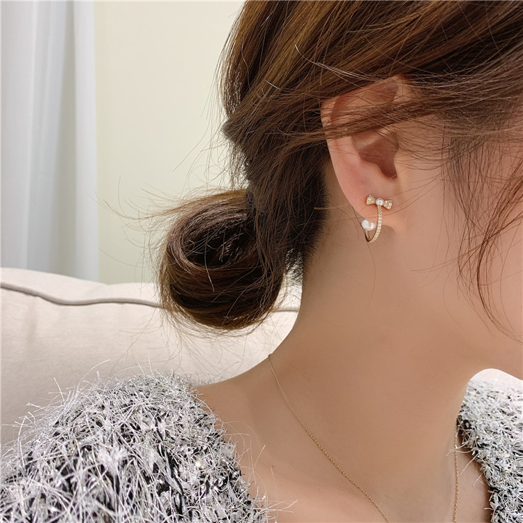 Khuyên tai phối nơ xinh xắn phong cách Hàn Quốc nữ tính