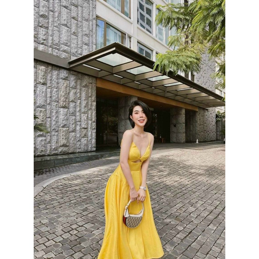 Váy đầm nữ maxi hai dây dáng xòe khoét eo gợi cảm xinh xắn