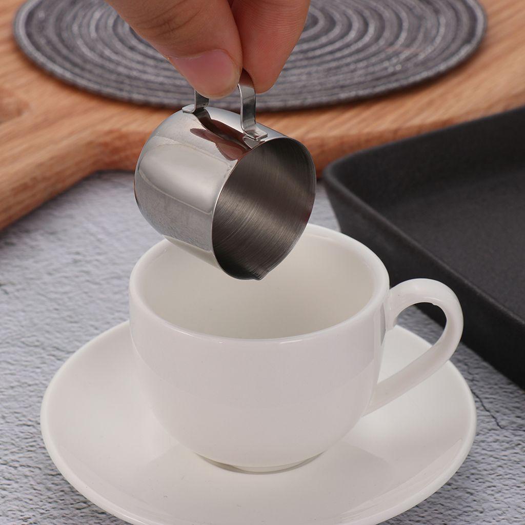 Cốc Đong Cà Phê Latte Thân Thẳng 5 Kích Cỡ Bằng Thép Không Gỉ Có Tay Cầm